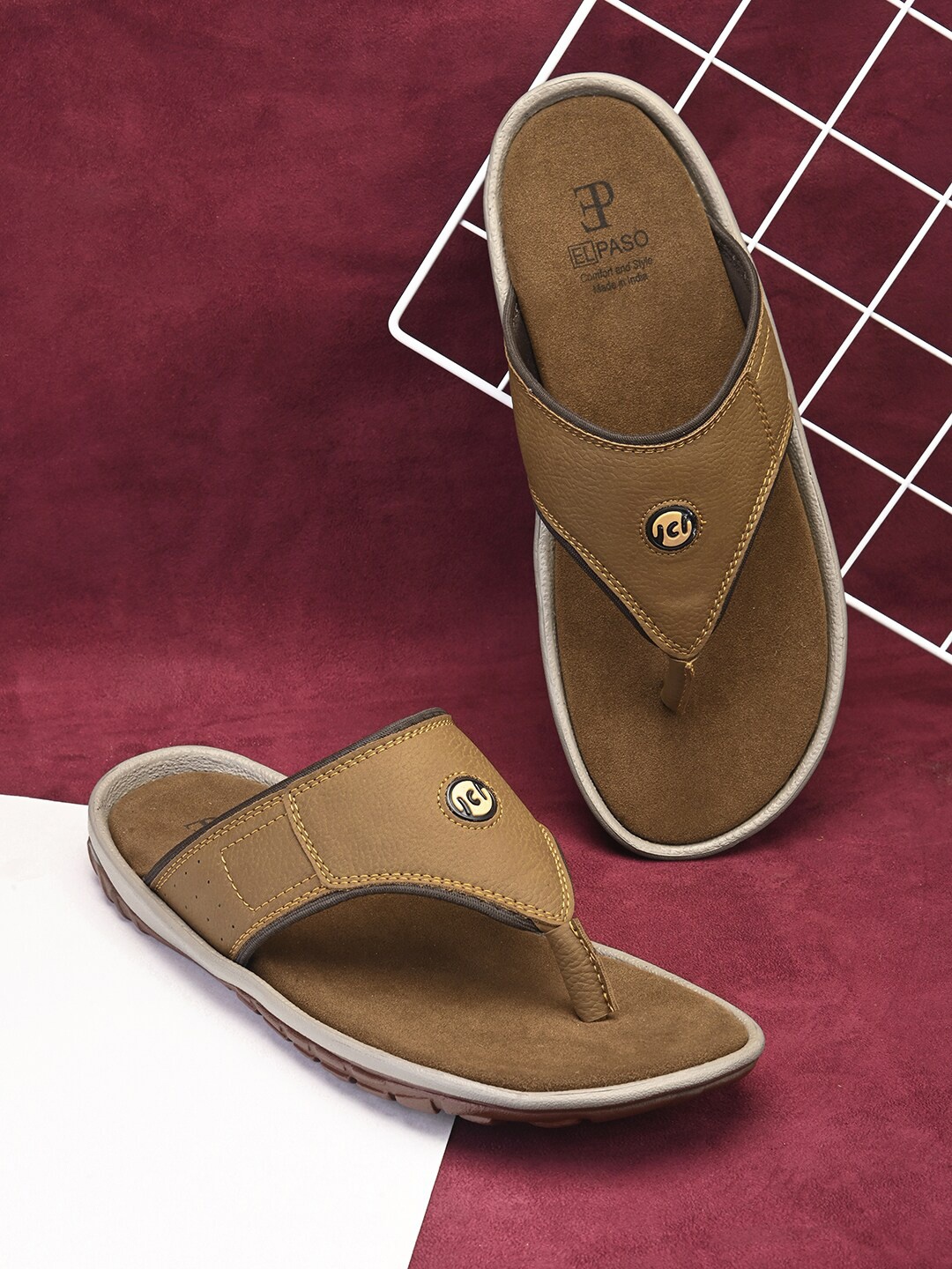 

El Paso Men Slip-On Comfort Sandals, Tan