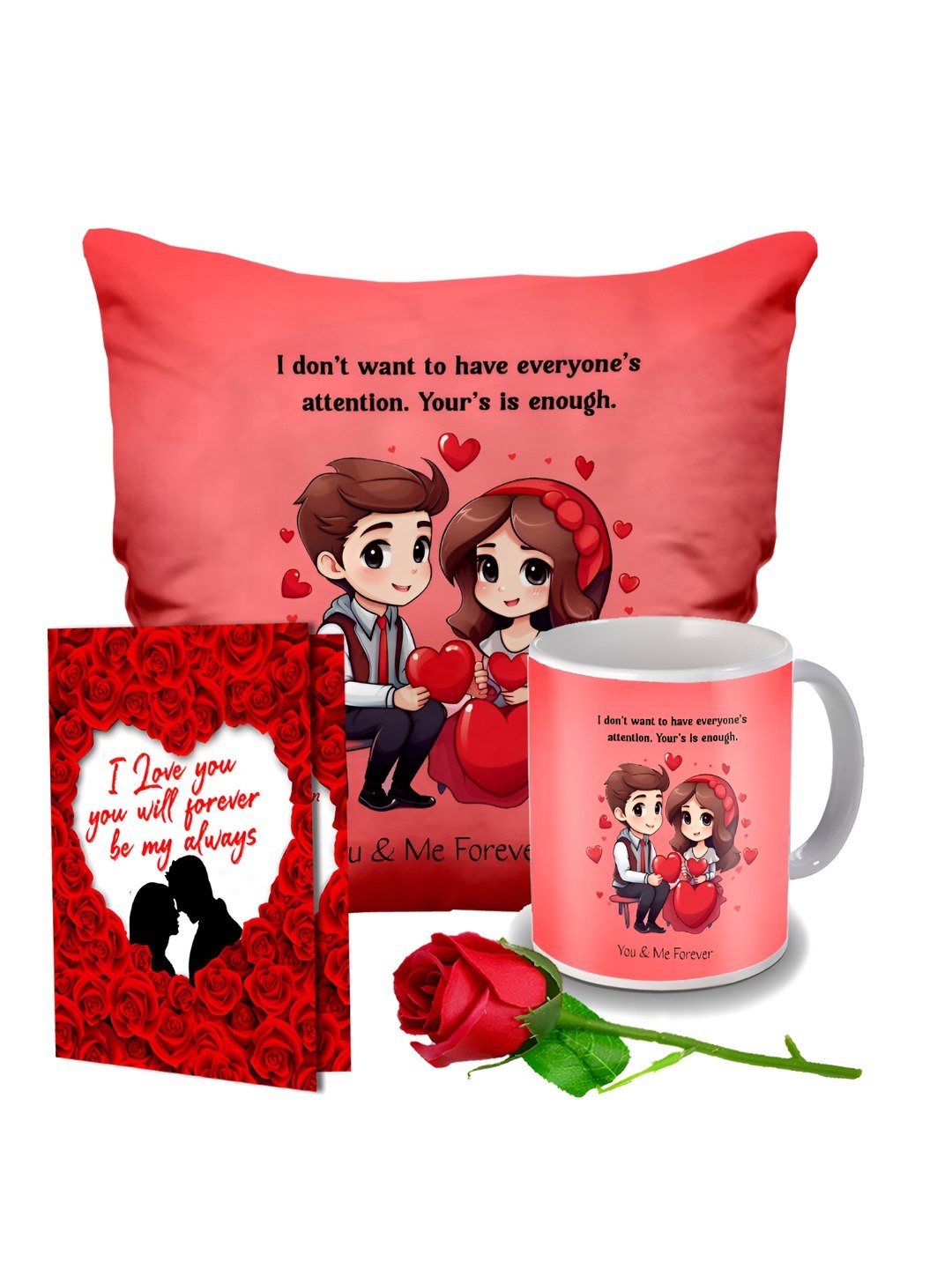 

ME & YOU Red 4 Pcs Printed Valentine Gift Set