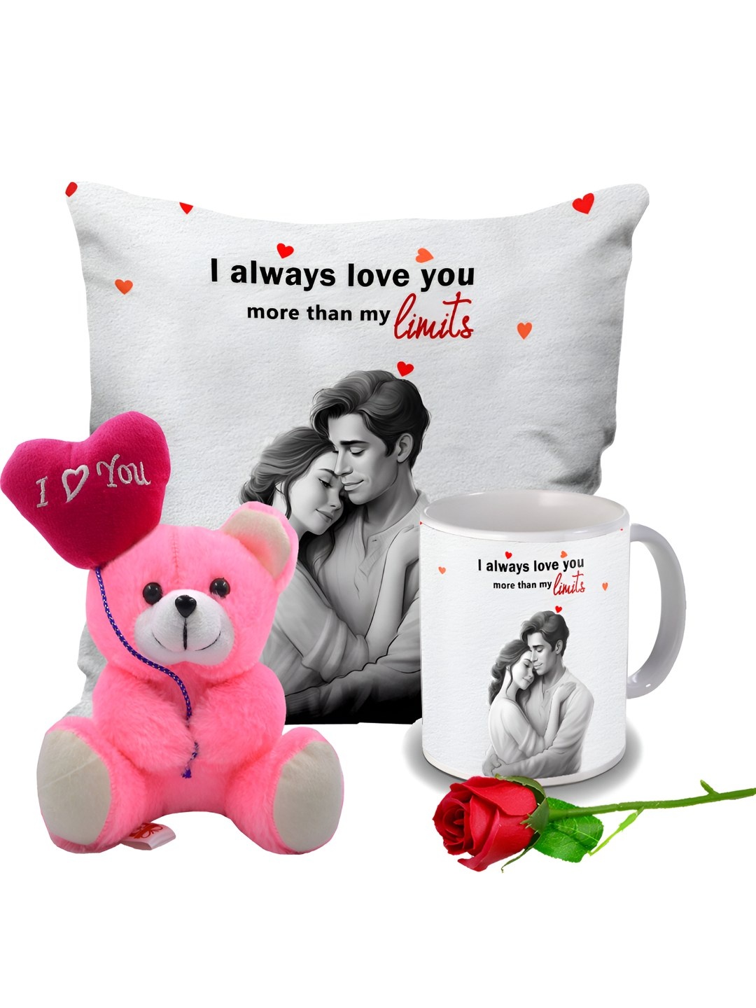 

ME & YOU Grey & White 4 Pcs Printed Valentine Gift Set
