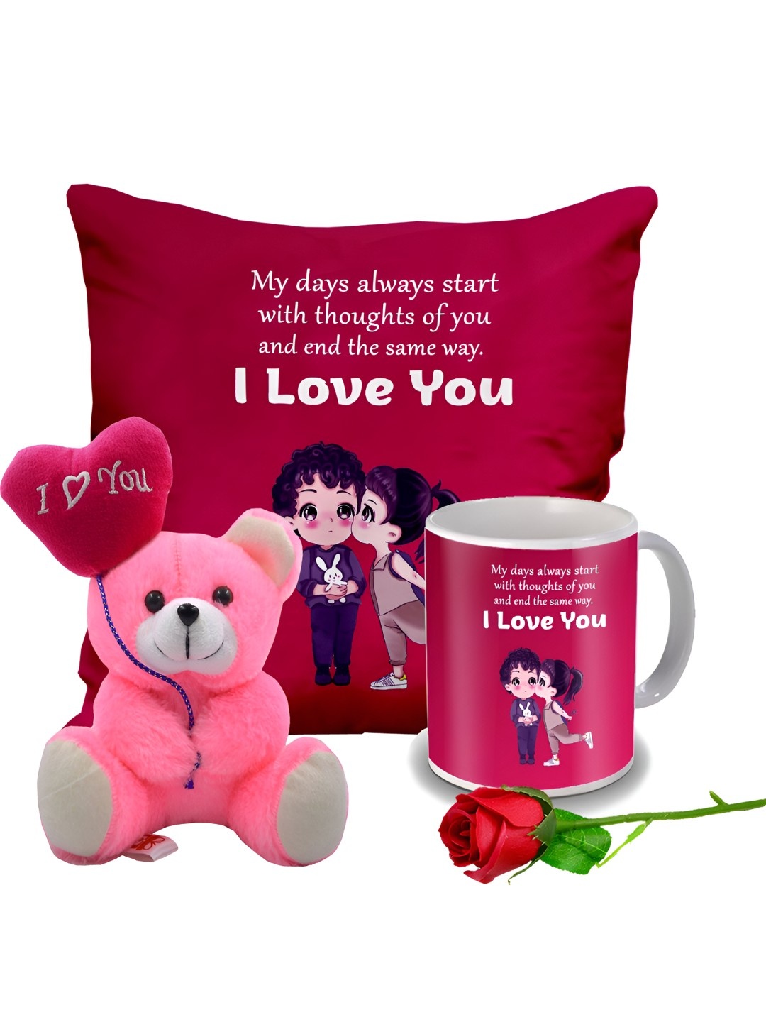 

ME & YOU 4 Pieces Printed Valentine Gift Set, Red