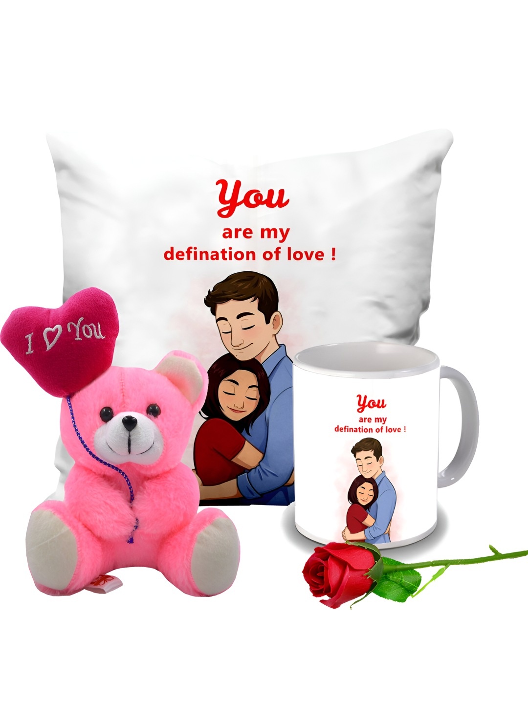 

ME & YOU 4 Pieces Printed Valentine Gift Set, Red