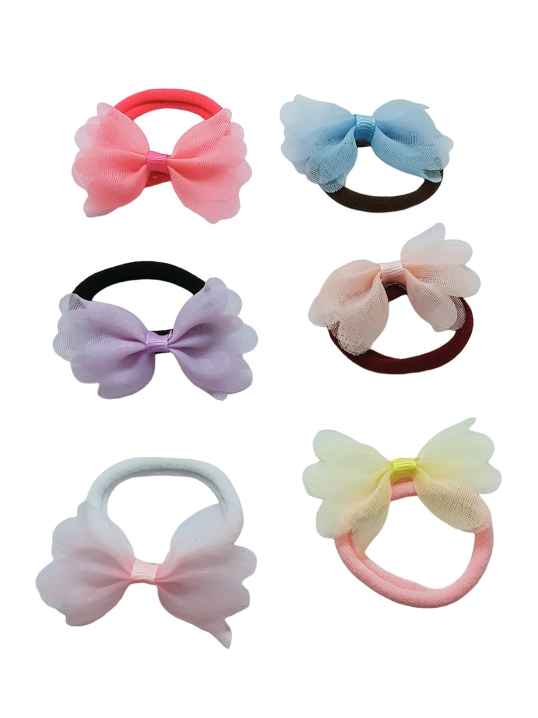 

FEMMIBELLA Girls Set of 6 Ponytail Holders, Black