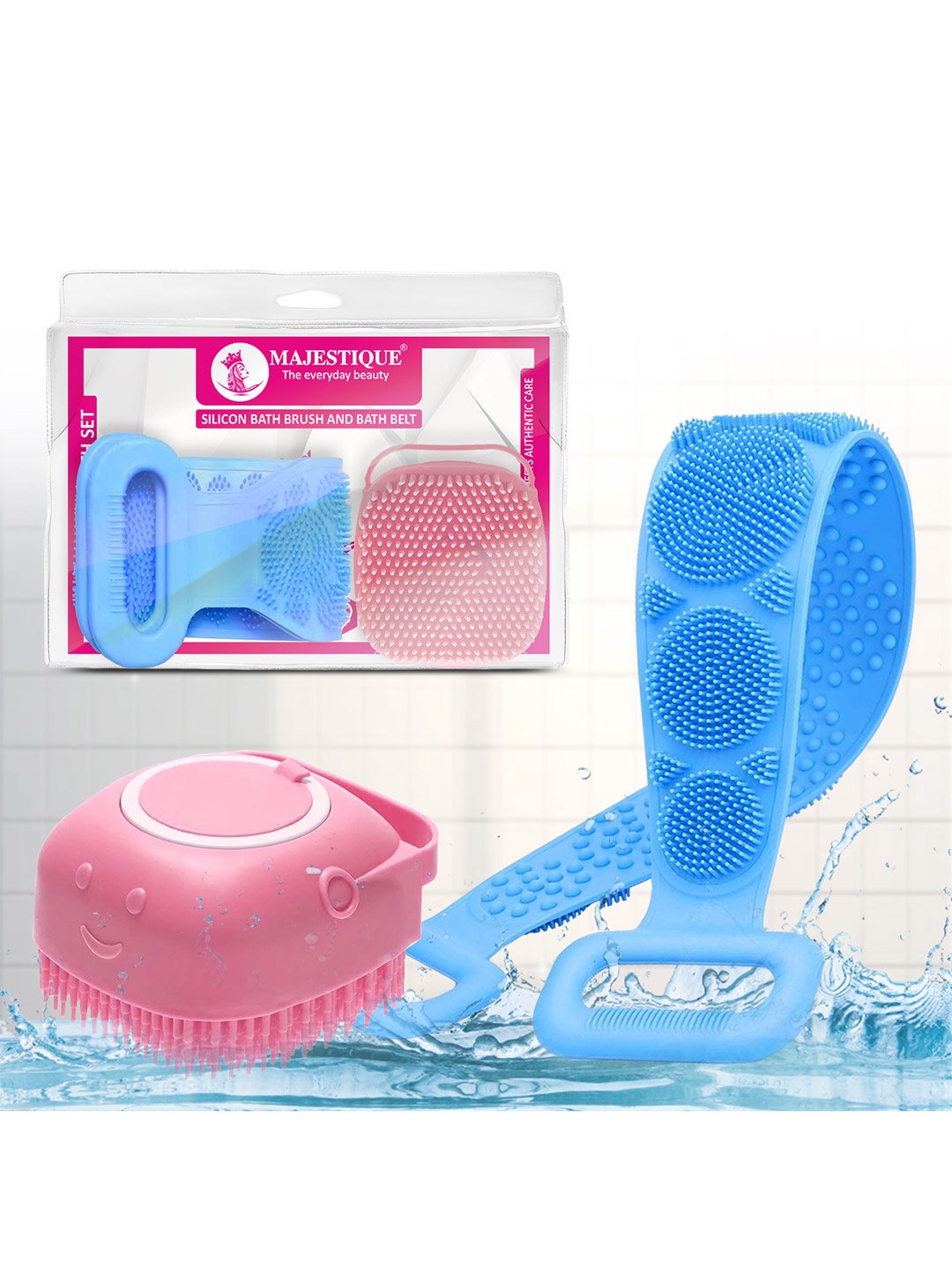 

MAJESTIQUE Set of Body Scrubber & Bath Belt, Blue