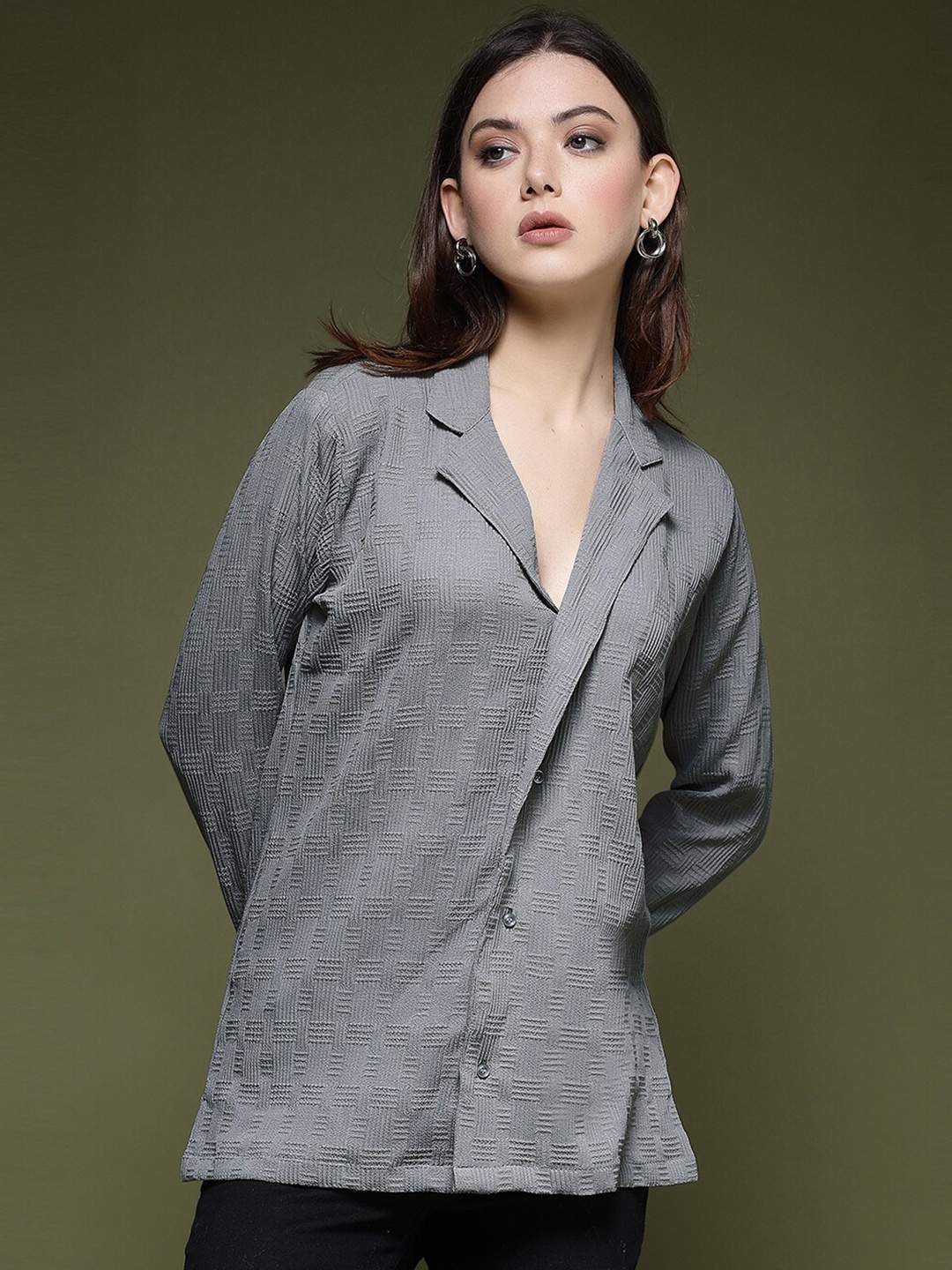 

Selvia Standard Spread Collar Opaque Casual Shirt, Grey