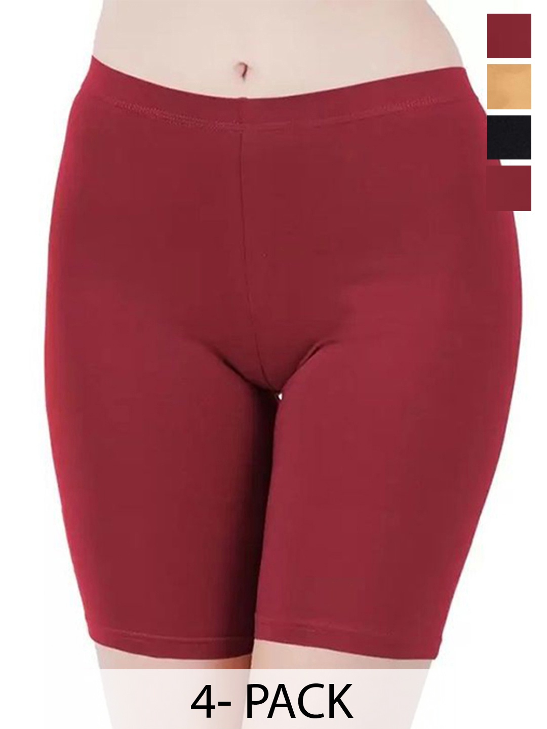 

arLa APPAREL Pack Of 4 Underskirt Cycling Shorts, Maroon