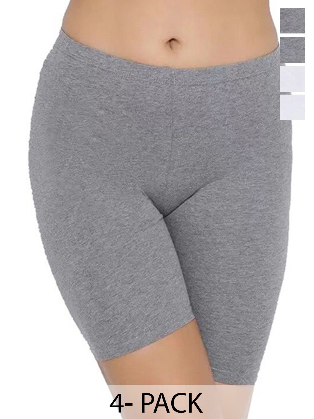 

arLa APPAREL Pack Of 4 Underskirt Cycling Shorts, White