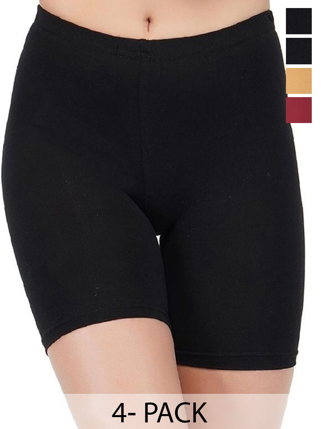 

arLa APPAREL Pack Of 4 Underskirt Cycling Shorts, Black
