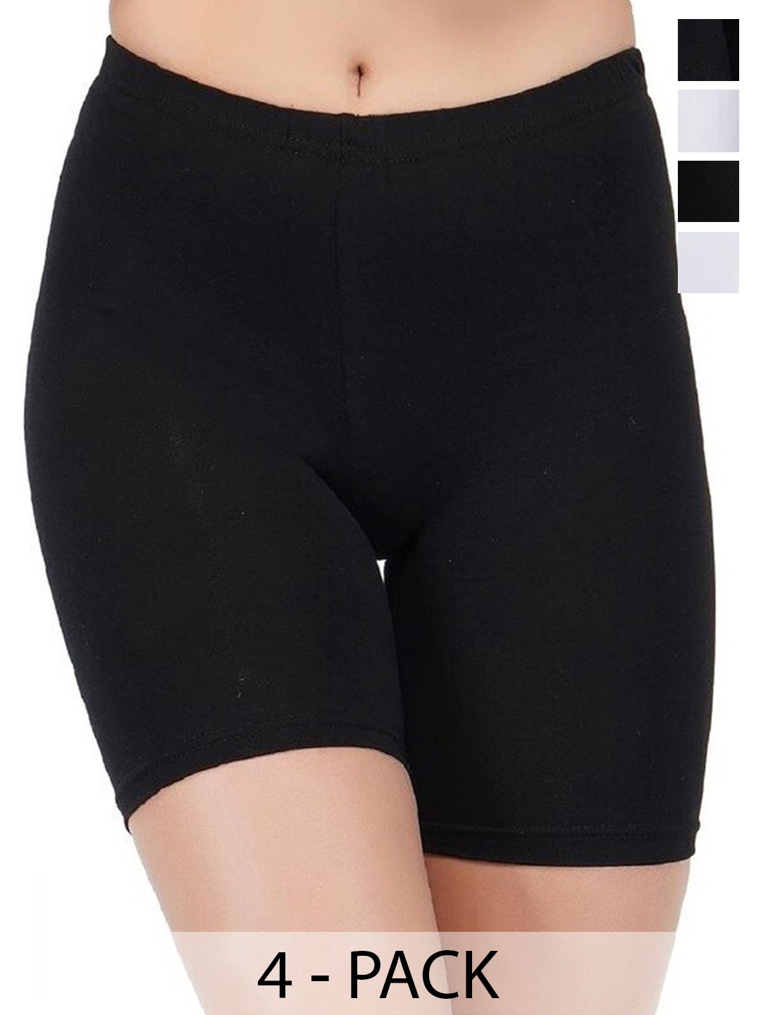 

arLa APPAREL Pack Of 4 Underskirt Cycling Shorts, White