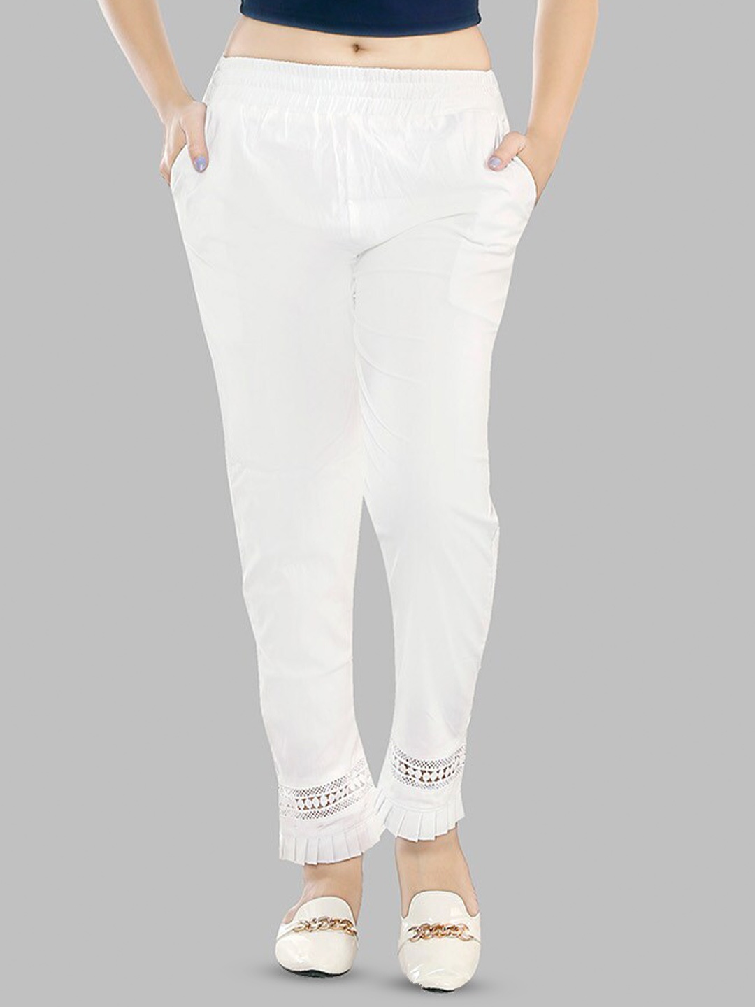 

BAESD Women Pencil Slim Fit Mid-Rise Lint Free Cigarette Trouser, White
