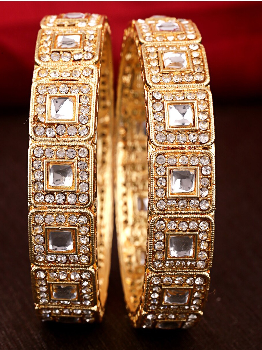 

Shining Diva Set Of 2 Gold-Plated Crystal-Studded Bangle