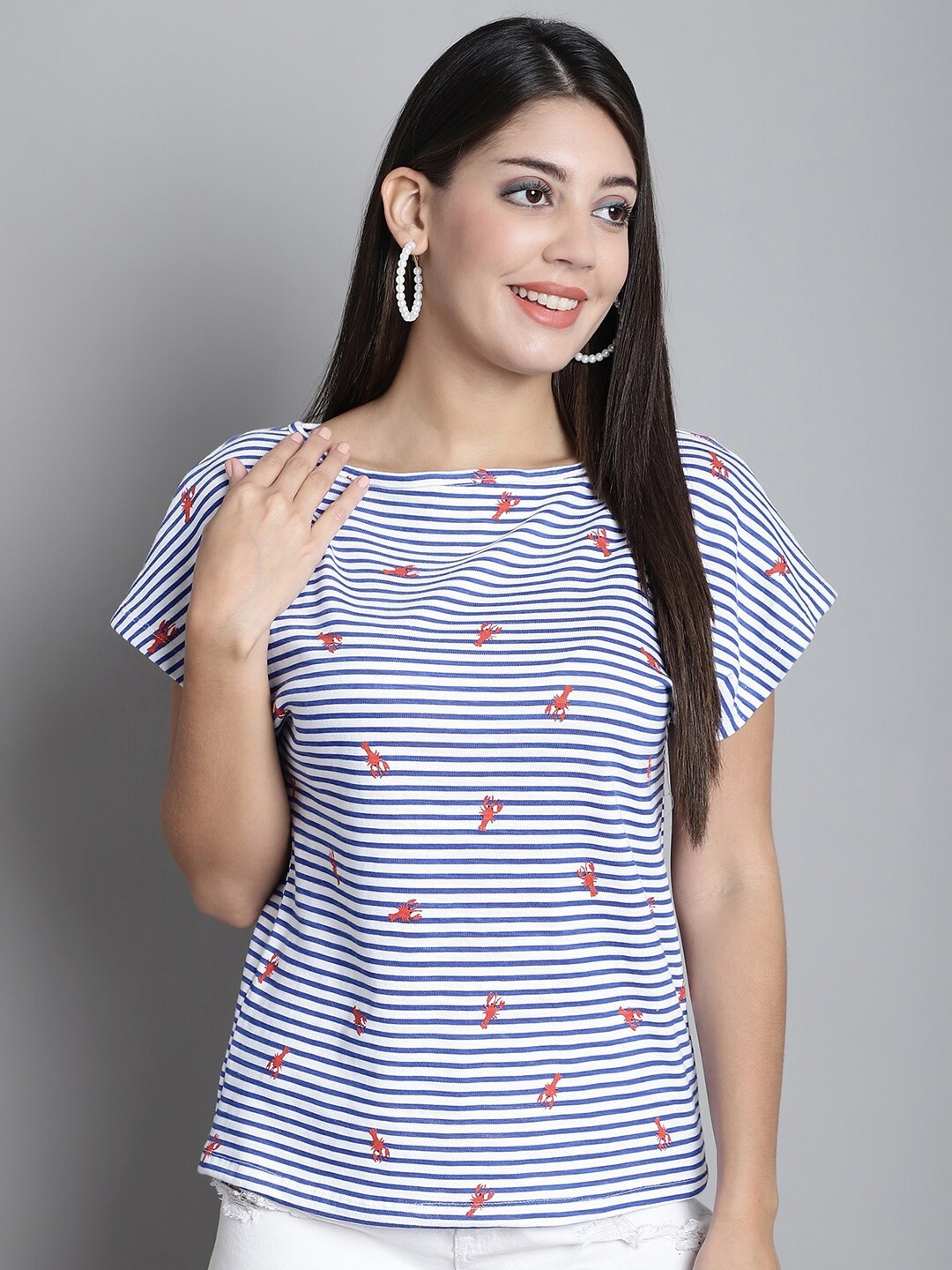 

Dressitude Striped Short Sleeves Cotton T-shirt, White