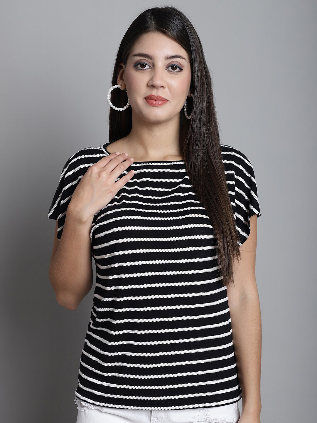 

Dressitude Striped Short Sleeves Cotton T-shirt, Black
