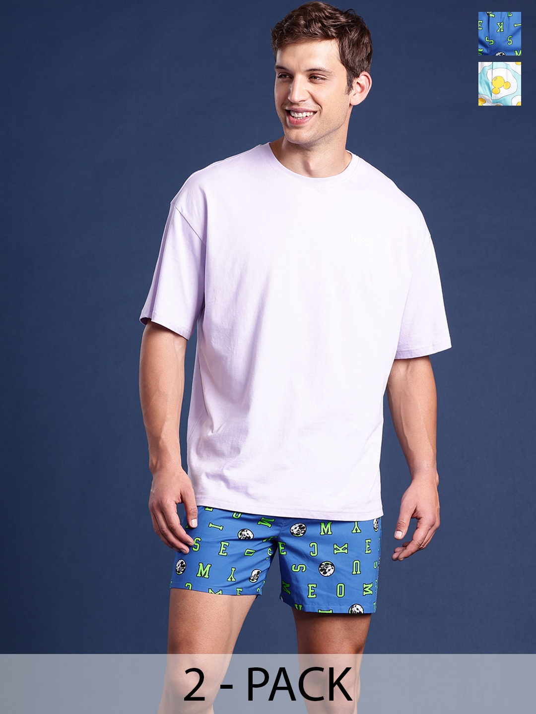 

Mast & Harbour Men Pack of 2 Printed Assorted Pure Cotton Boxers M&H-KEN-MBOX- PRINT-02SN, Sea green
