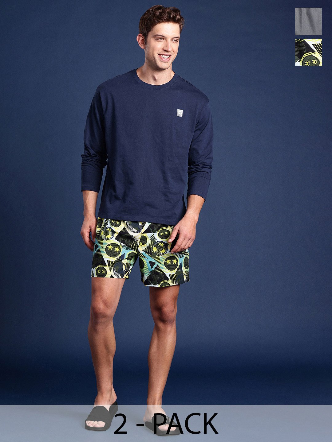 

Mast & Harbour Men Pack of 2 Printed Assorted Pure Cotton Boxers M&H-KEN-MBOX- PRINT-02SR, Green