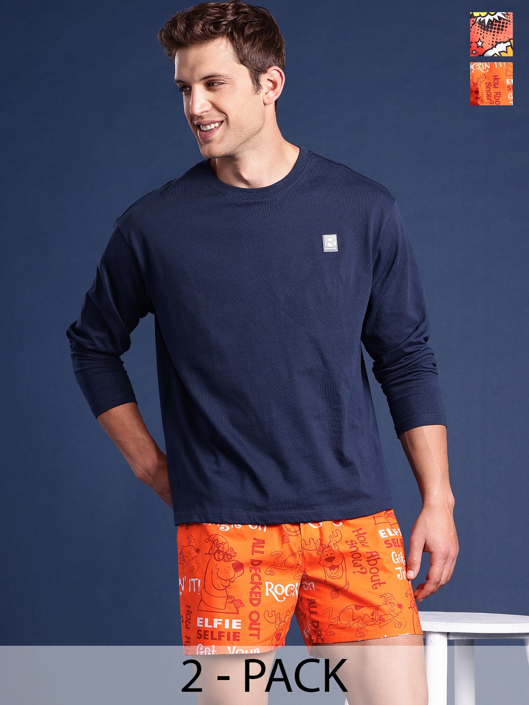 

Mast & Harbour Men Pack of 2 Printed Assorted Pure Cotton Boxers M&H-KEN-MBOX- PRINT-02SP, Orange