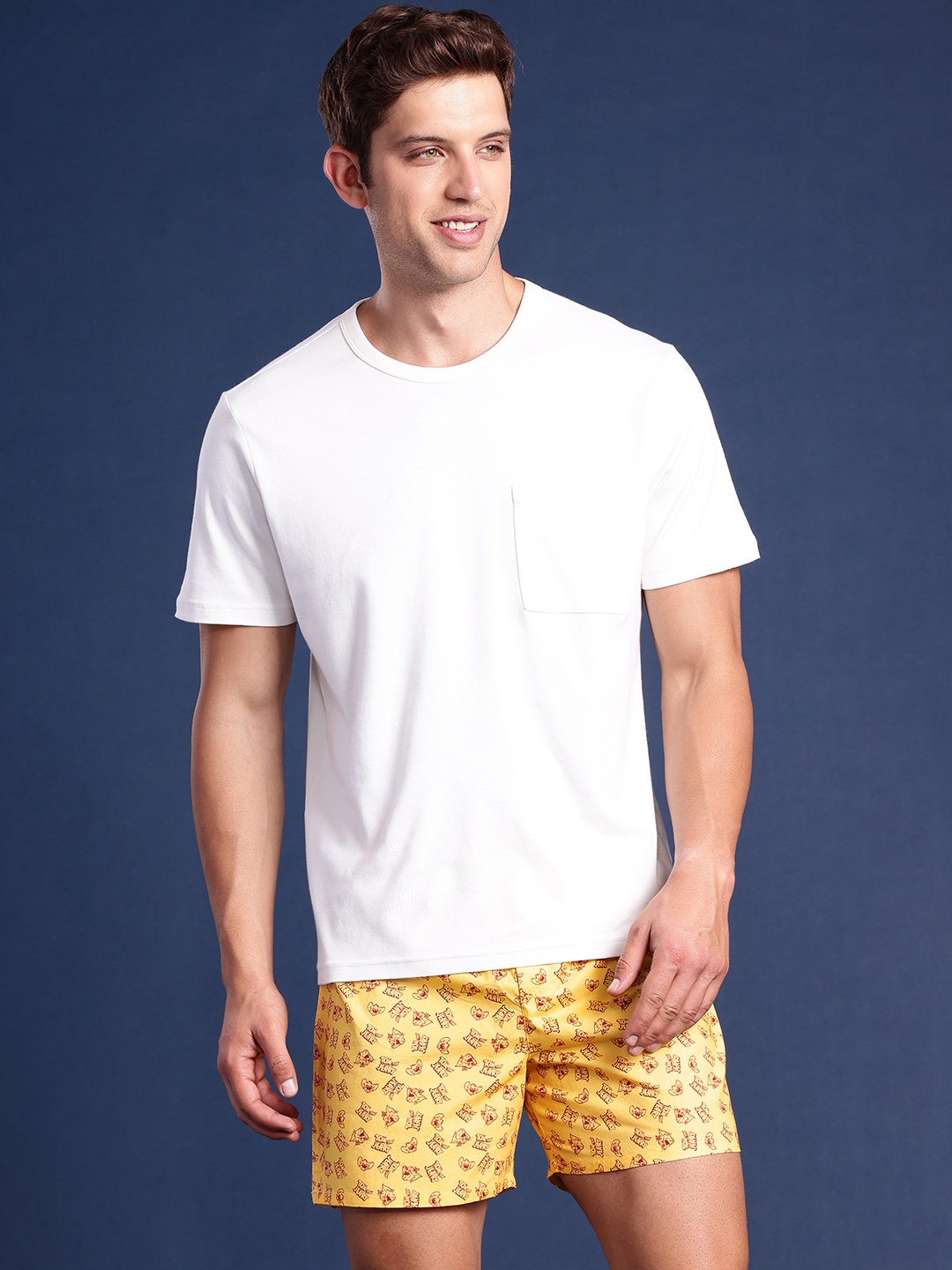 

Mast & Harbour Men Printed Pure Cotton Boxers, Yellow