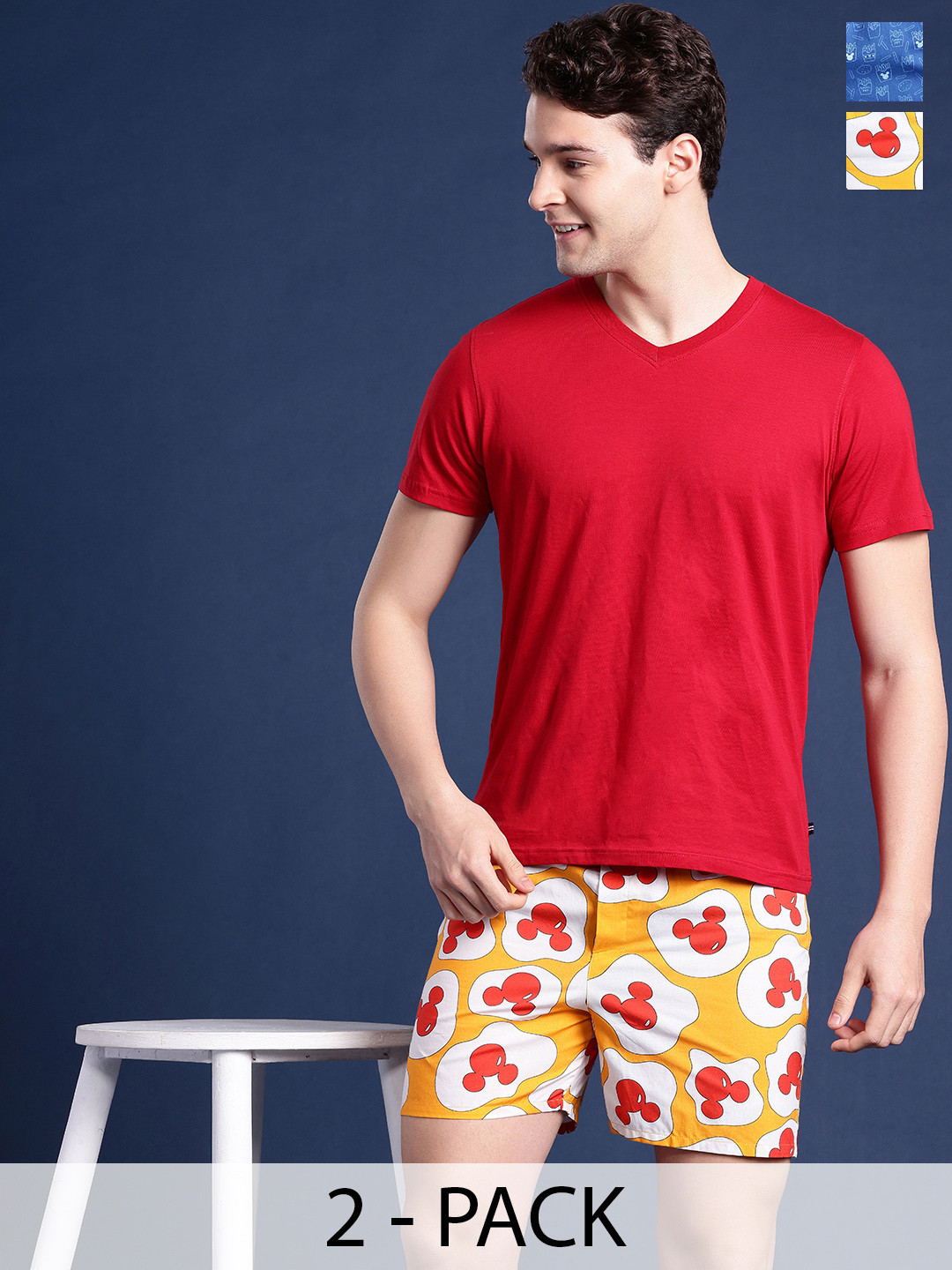 

Mast & Harbour Men Pack of 2 Printed Pure Cotton Boxers, Blue