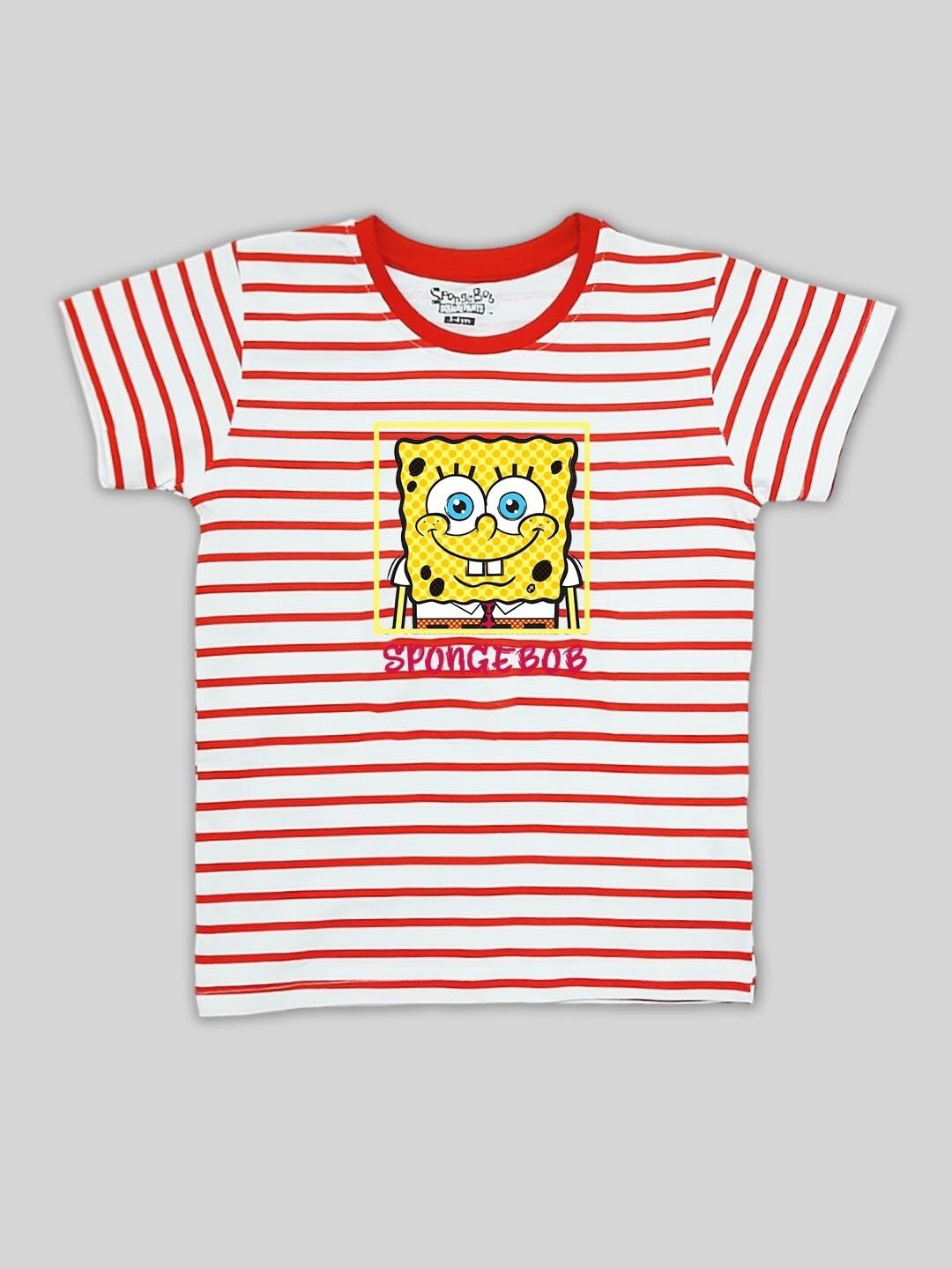 

Minute Mirth Infant Boys Spongebob Printed Cotton T-shirt, Red