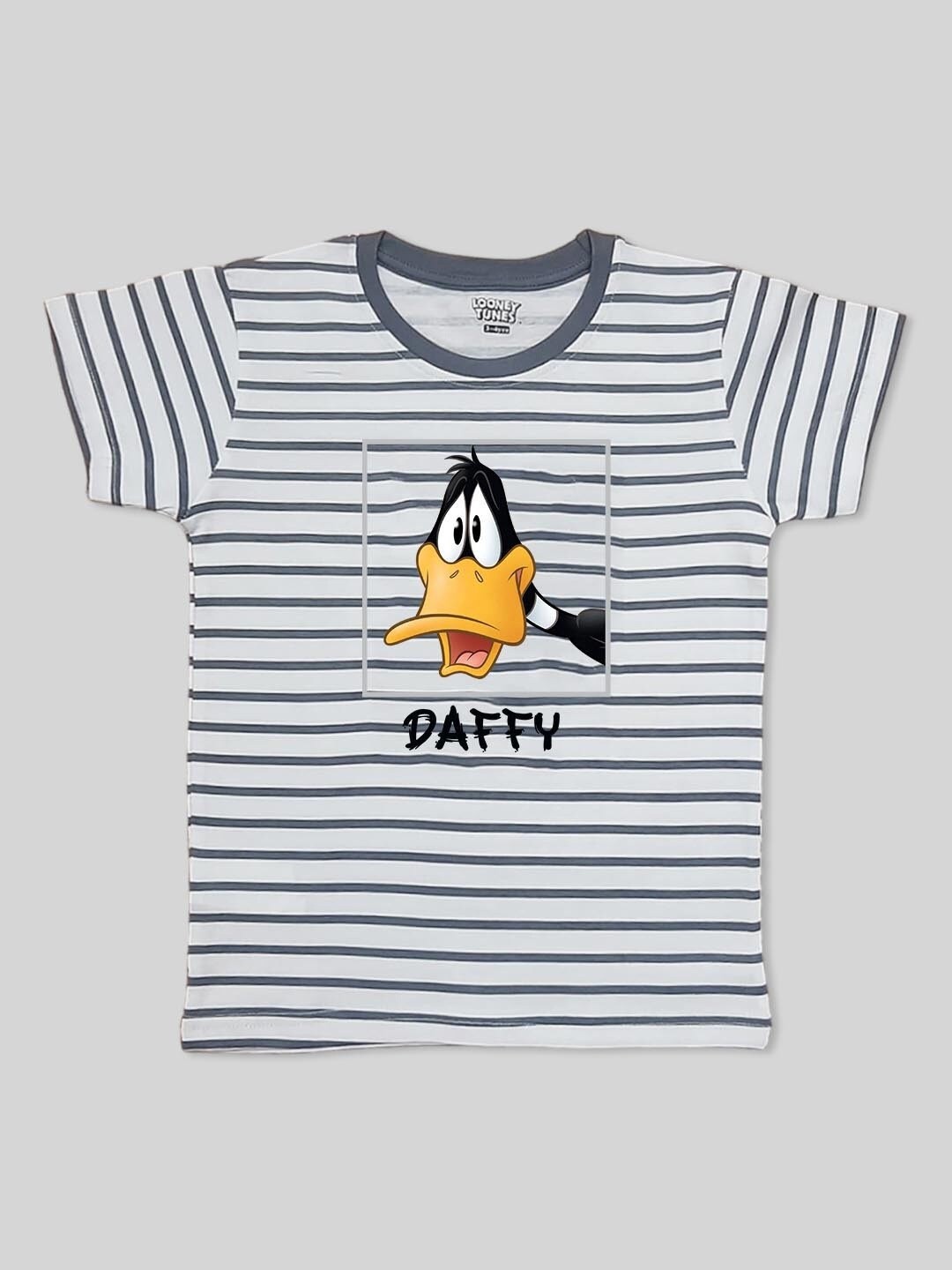

Minute Mirth Boys Daffy Printed Cotton T-shirt, Charcoal