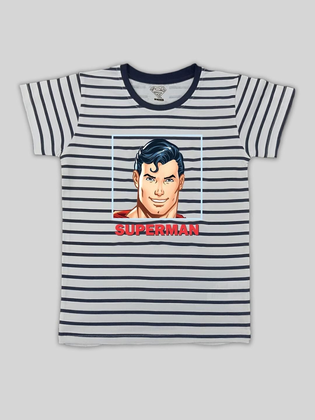 

Minute Mirth Boys Superman Printed Round Neck Cotton T-shirt, Navy blue