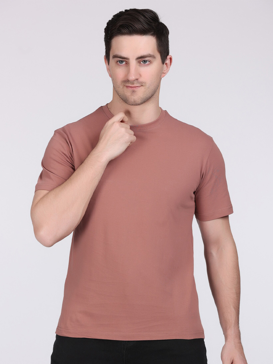 

HILLBERG Round Neck Cotton Relaxed Fit T-shirt, Rust