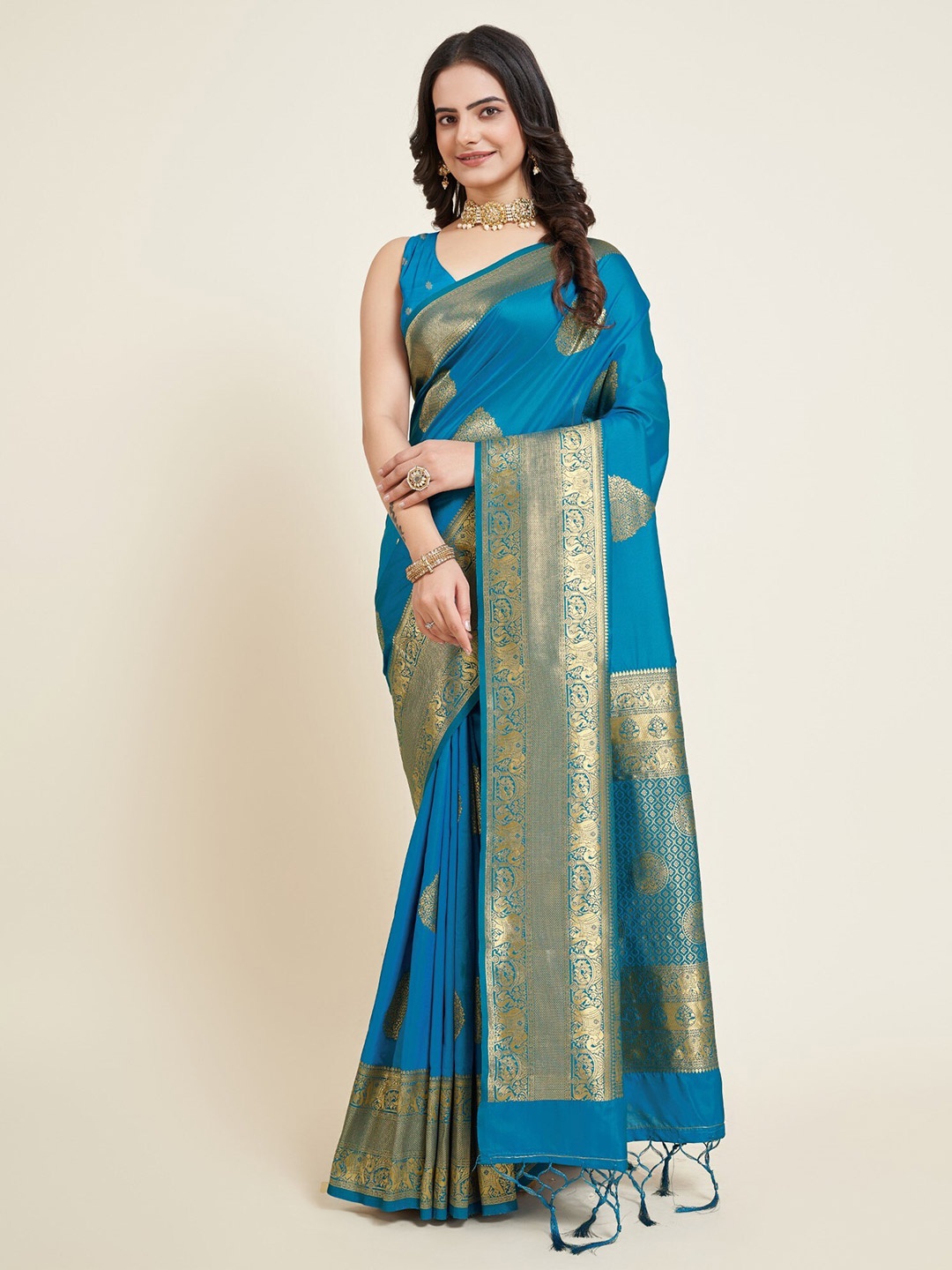

LeeliPeeri Designer Ethnic Motifs Woven Design Zari Banarasi Saree, Blue