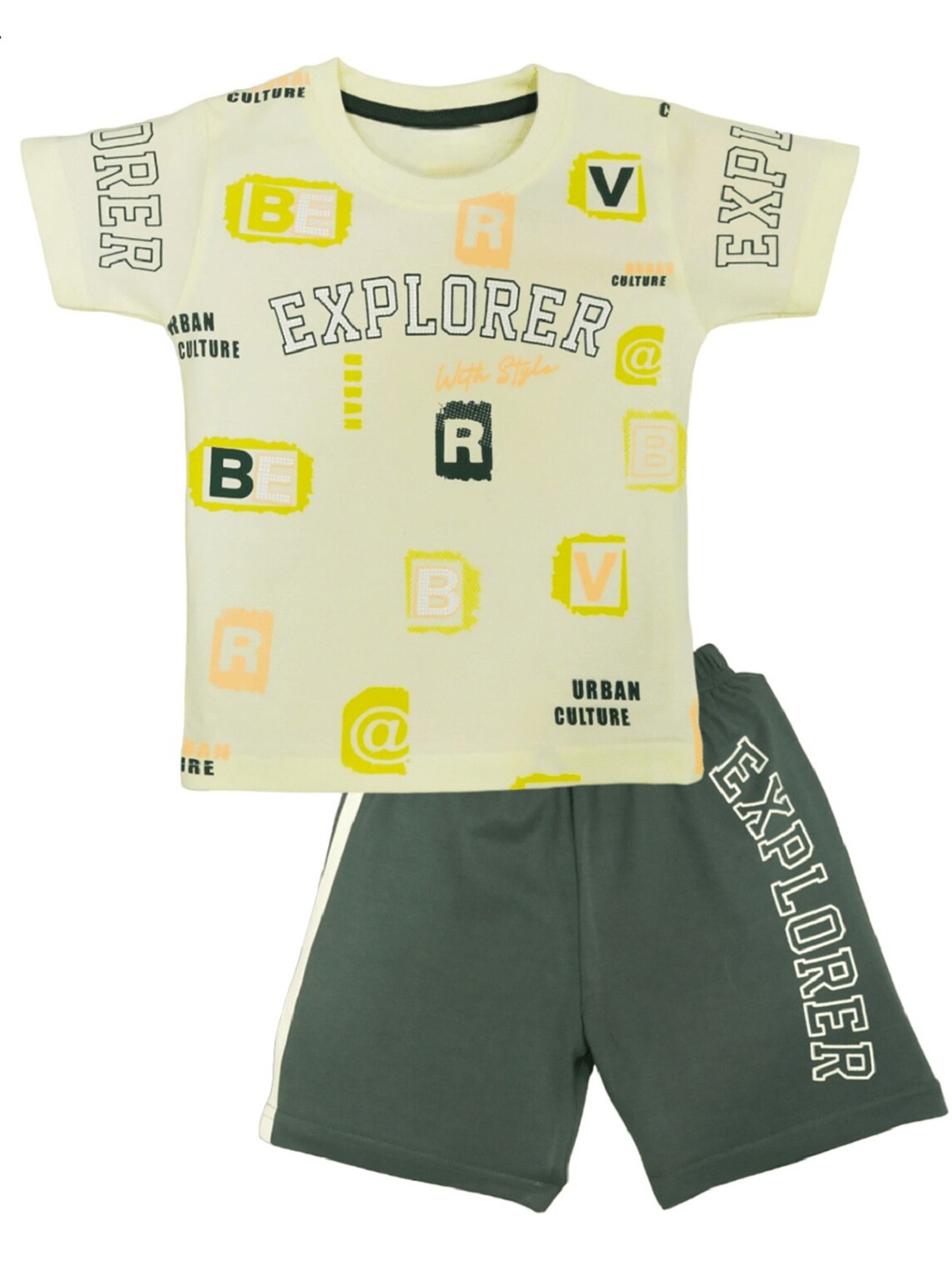 

BAESD Infants Printed Pure Cotton T-shirt with Shorts, Yellow