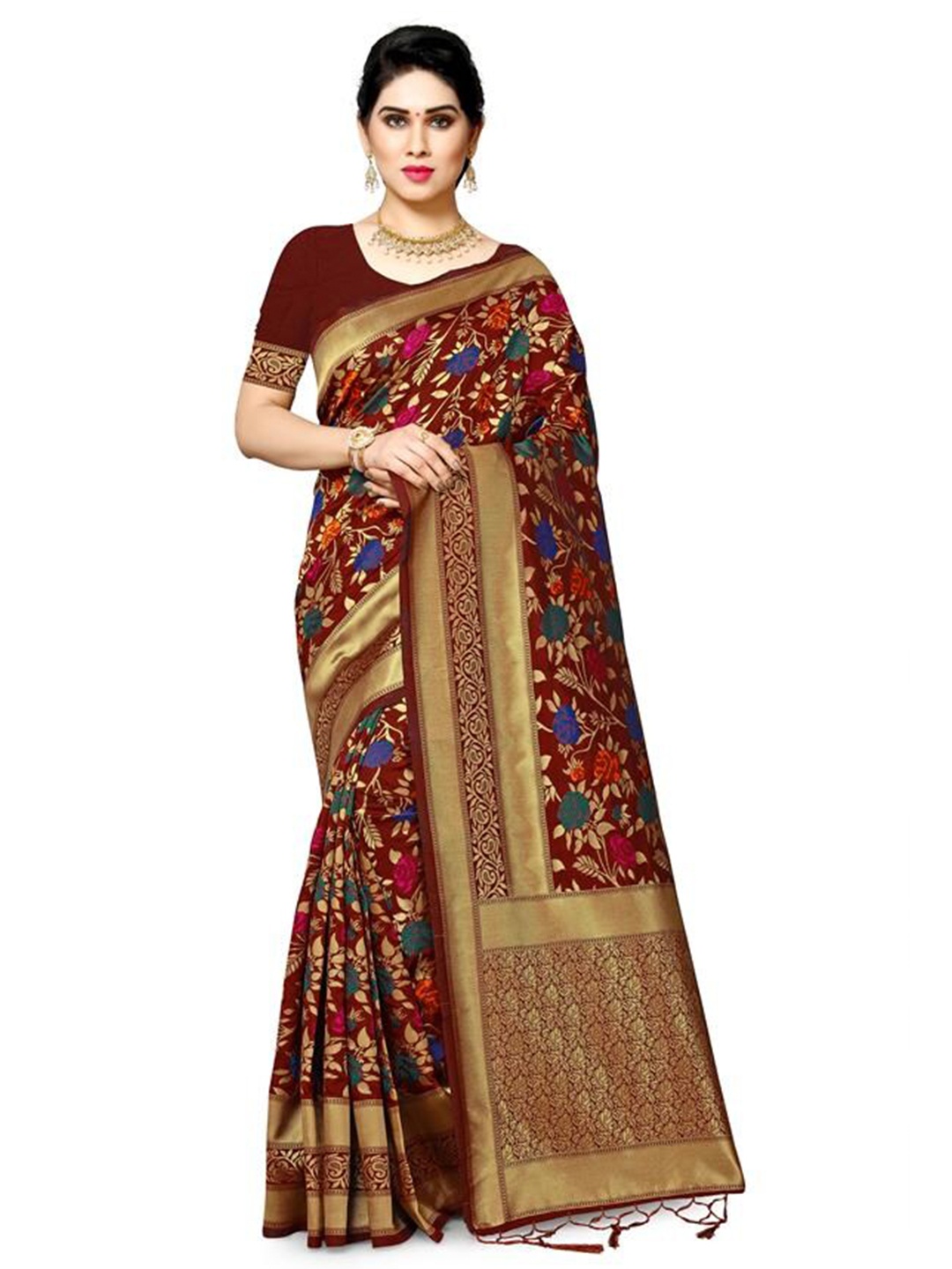 

NENCY FASHION Woven Design Zari Banarasi Saree, Maroon