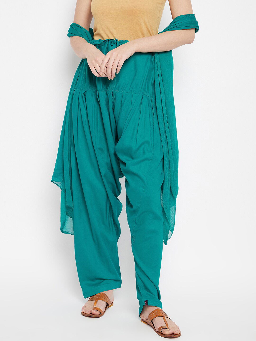 

THE PAJAMA FACTORY Women Mid-Rise Patiala & Dupatta, Green