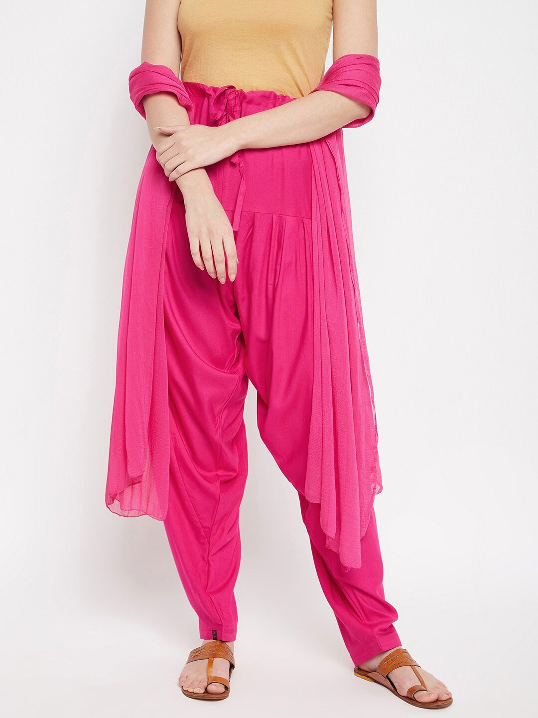 

THE PAJAMA FACTORY Loose Fit Patiala & Dupatta Set, Pink