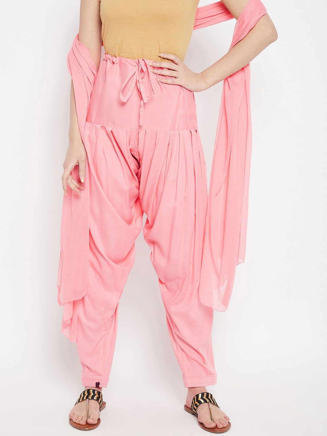

THE PAJAMA FACTORY Women Mid-Rise Patiala & Dupatta, Peach