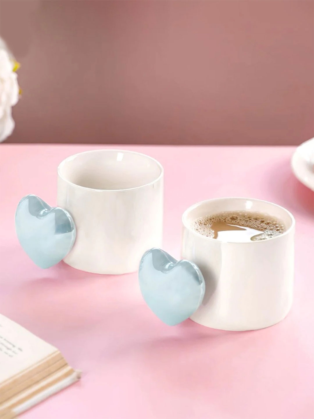 

Nestasia White & Blue 2 Pieces Heart Ceramic Glossy Mugs 330 ml