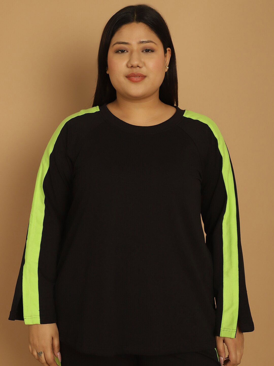 

theRebelinme Colourblocked Cotton Top, Black