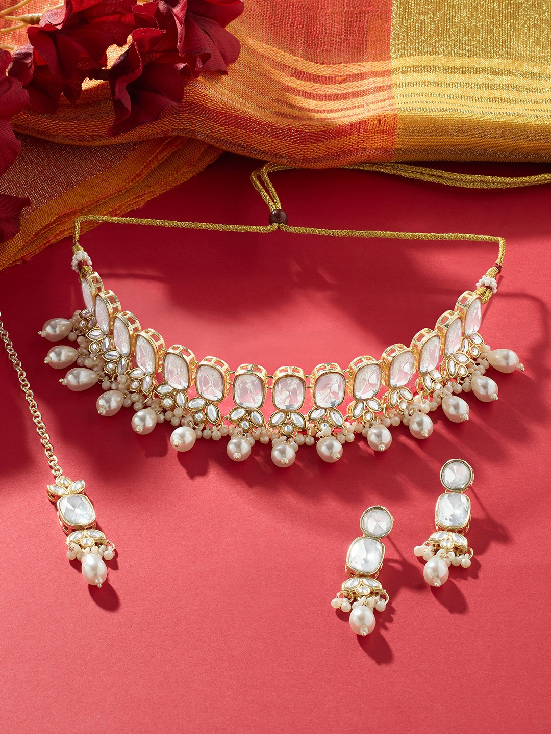 

Zaveri Pearls Gold-plated Studded Jewellery Set