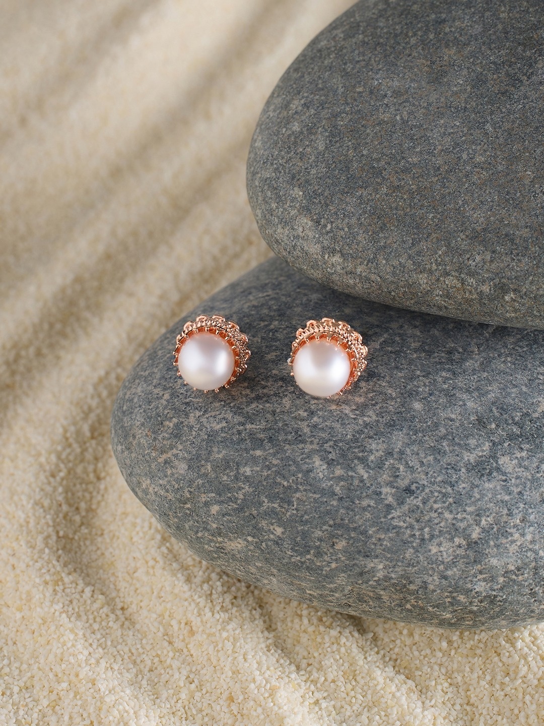 

Zaveri Pearls Rose Gold-Plated Studs Earrings