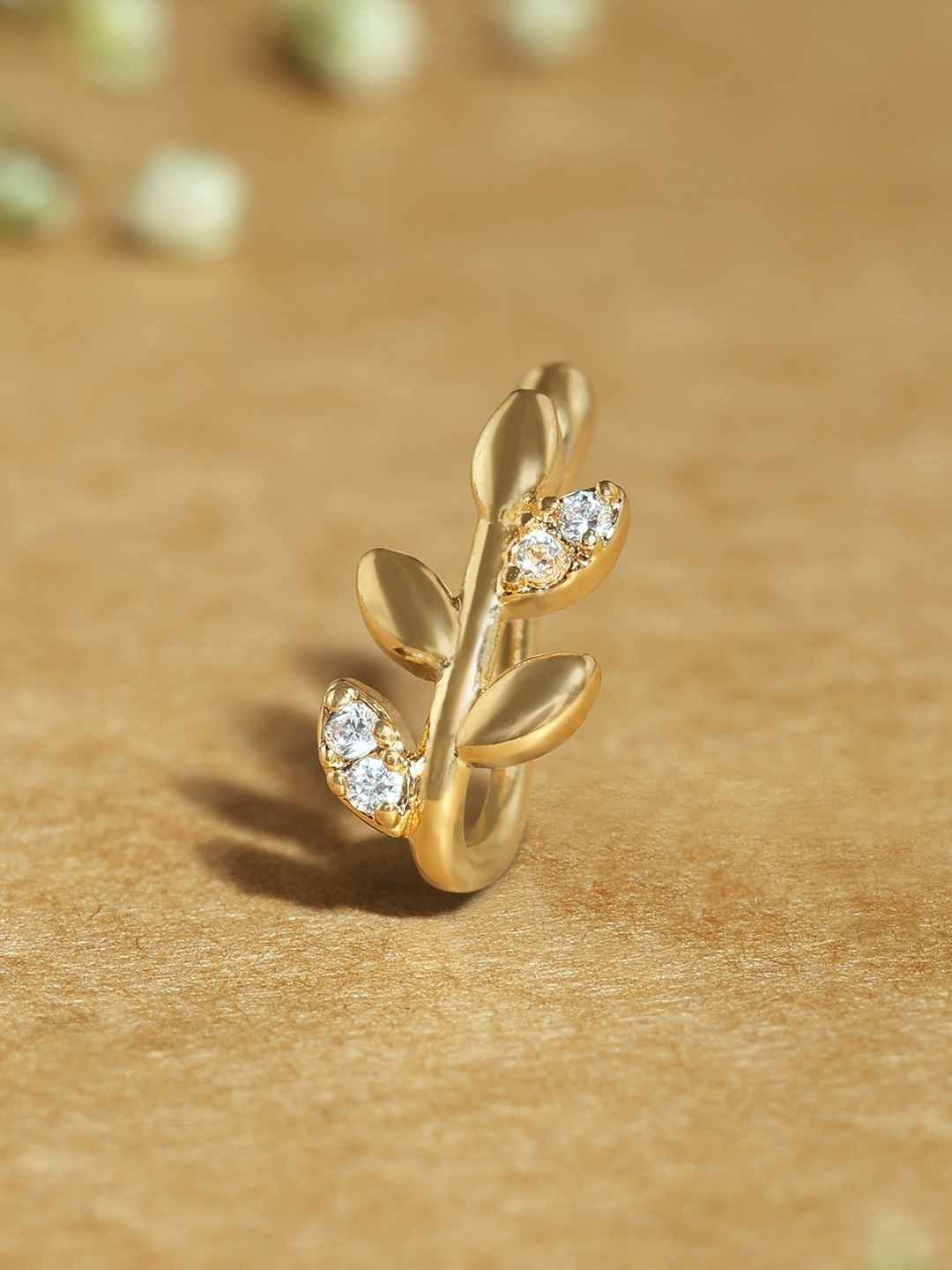 

Zaveri Pearls Gold-Plated Cubic Zirconia Studdded Clip On Nosepin