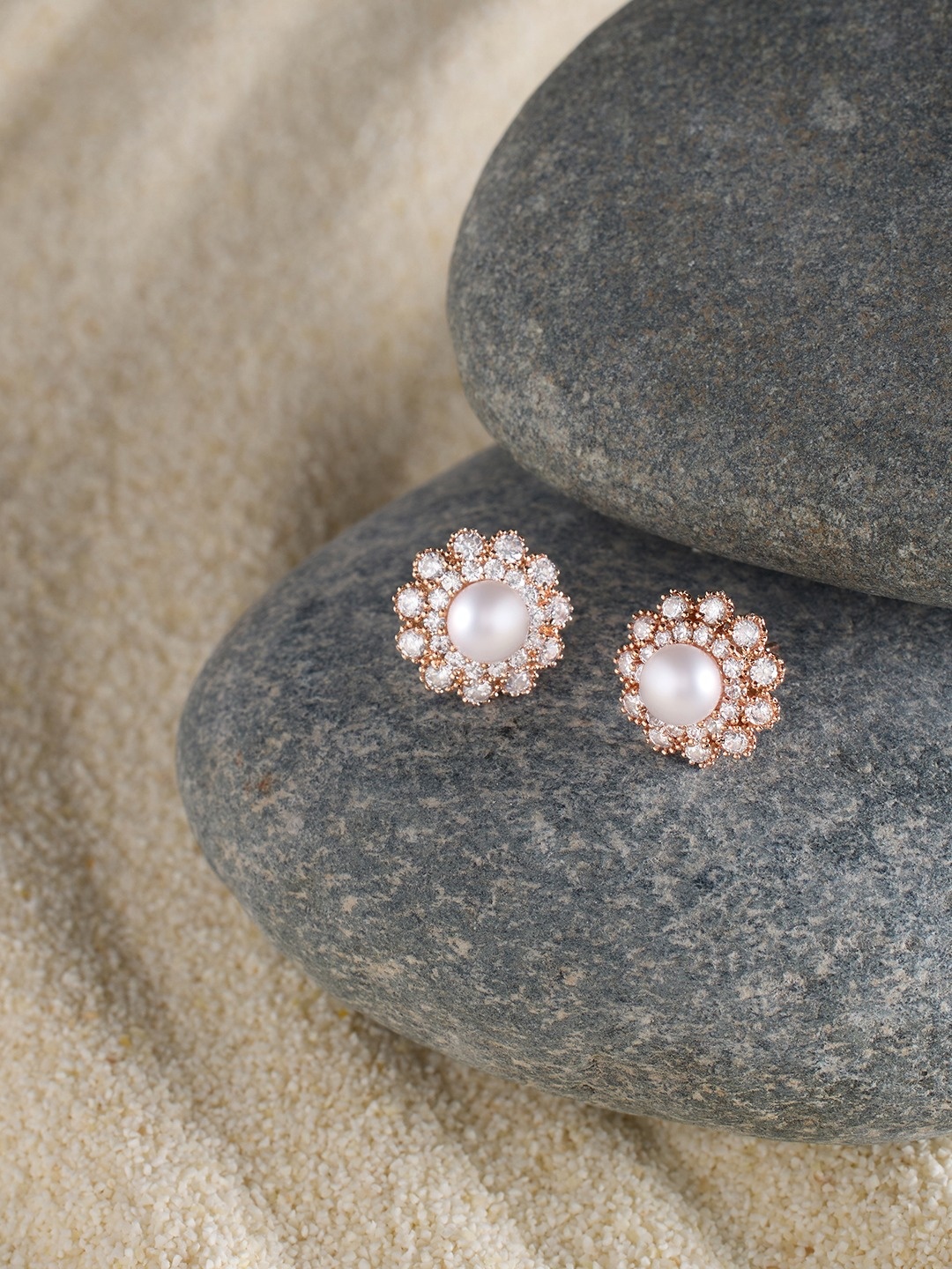 

Zaveri Pearls Rose Gold-Plated Studs Earrings