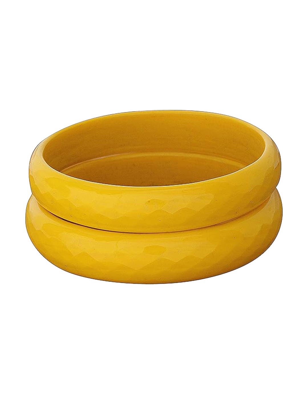 

NMII Set of 2 Textured Glossy Bangles, Yellow