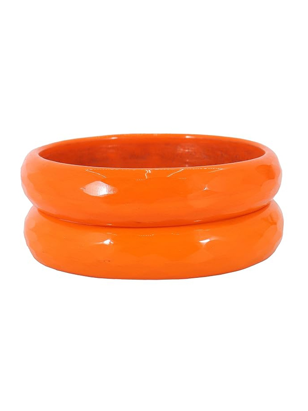 

NMII Set of 2 Textured Glossy Bangles, Orange