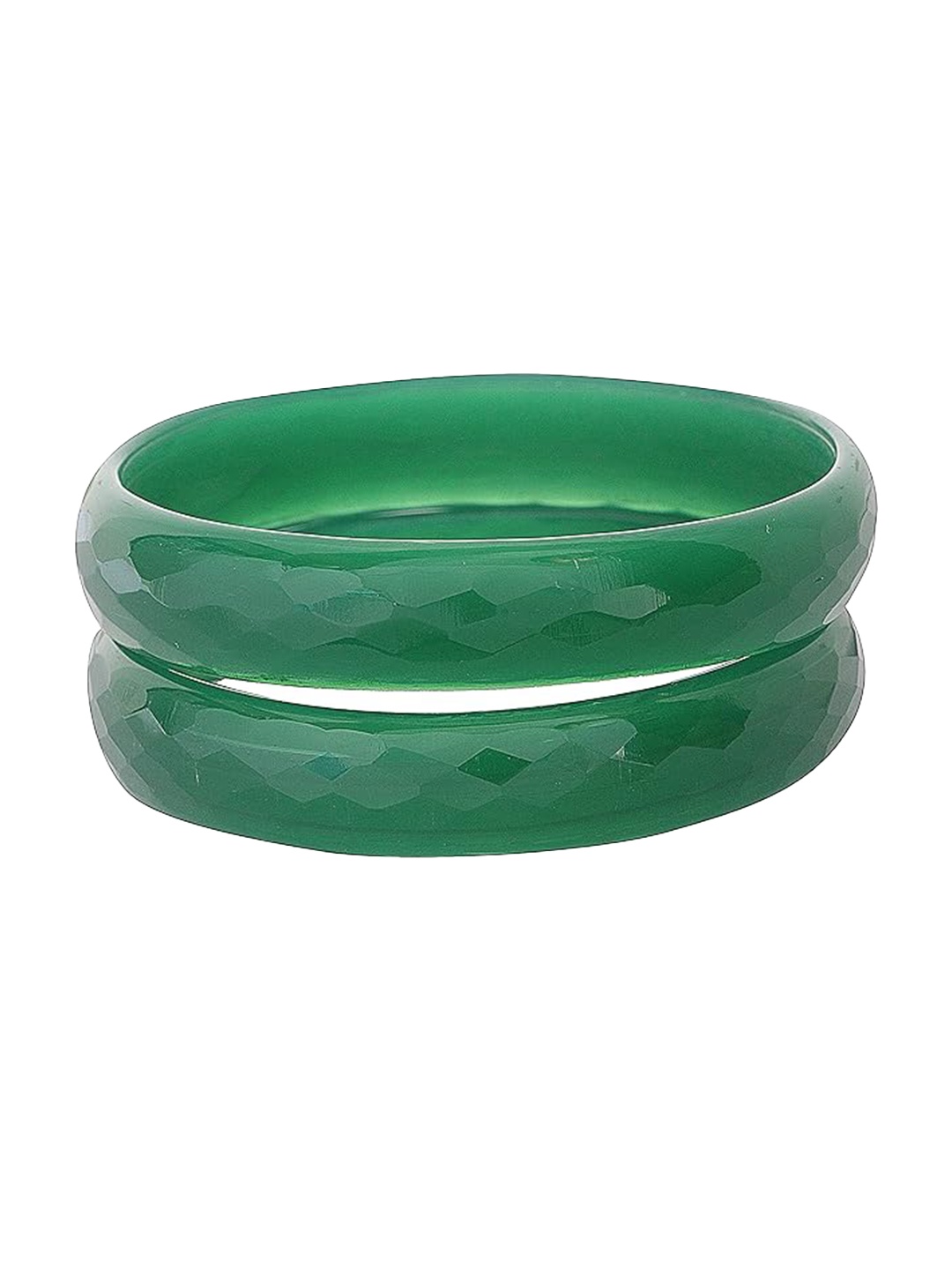 

NMII Set of 2 Diamond Cutting Pattern Glossy Bangles, Fluorescent green