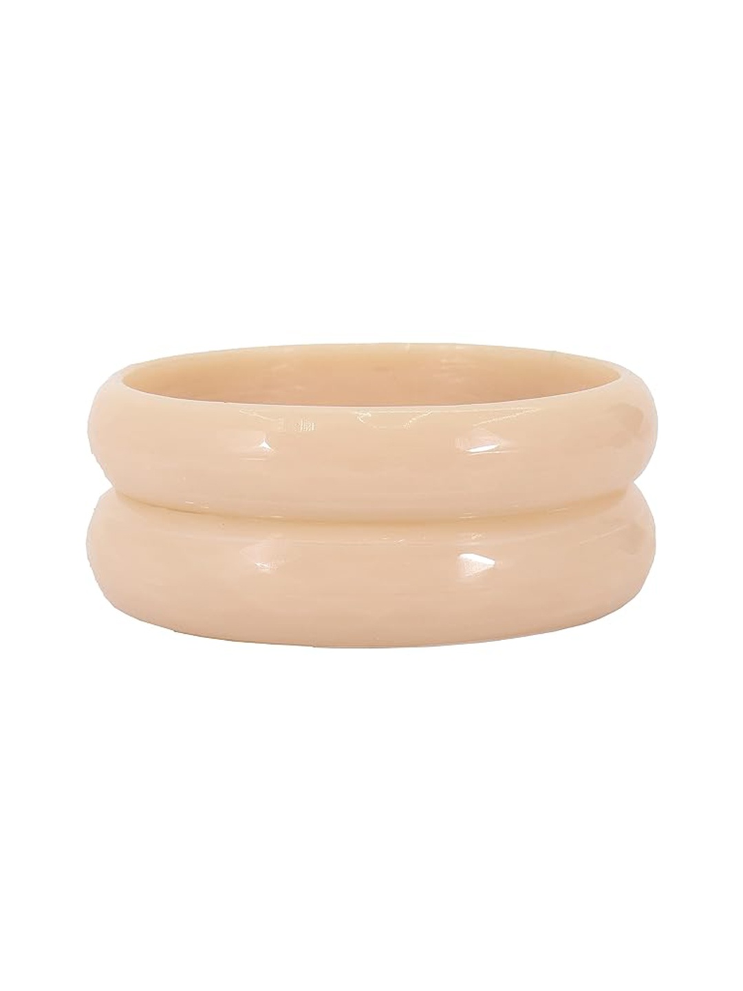 

NMII Set of 2 Diamond Cutting Pattern Glossy Bangle, Cream