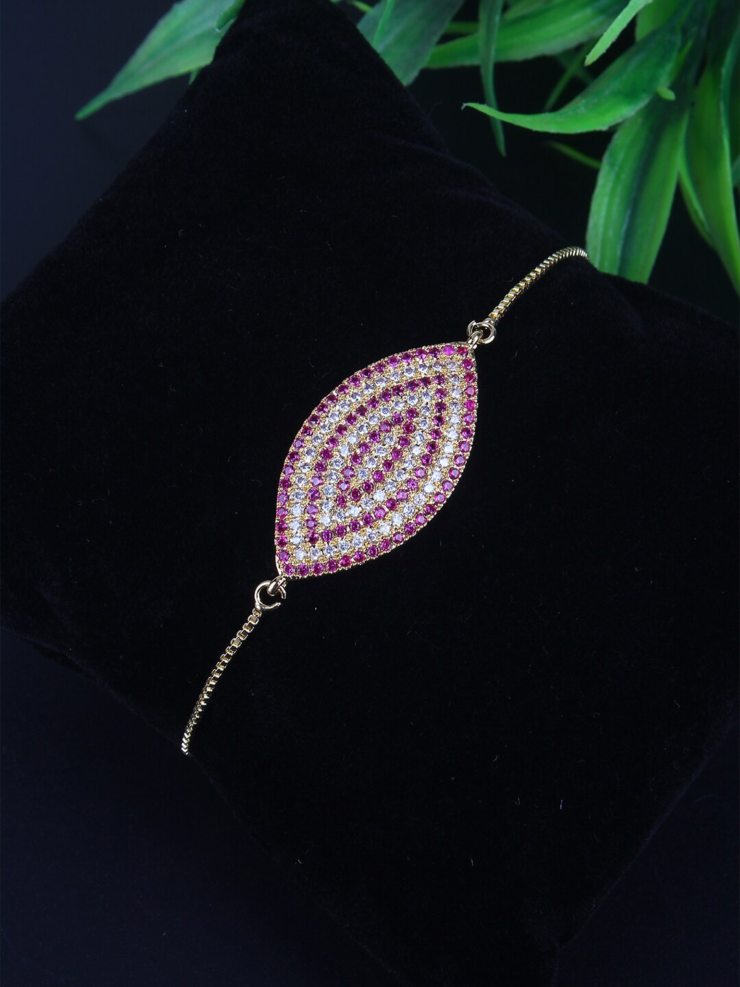 

DressBerry Brass Cubic Zirconia Gold-Plated Charm Bracelet