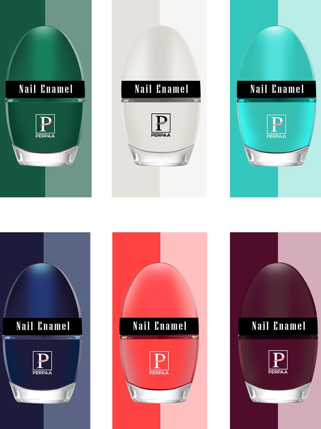 

PERPAA Set Of 6 Tiny Glaze Long-Lasting Nail Enamel - 5ml Each, Blue