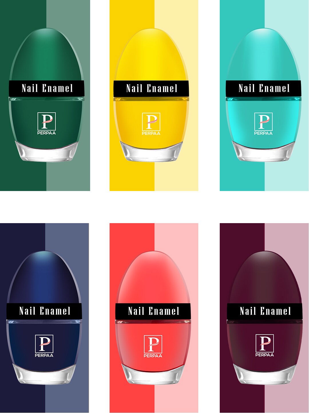 

PERPAA Set Of 6 Tiny Glaze Long-Lasting Nail Enamel - 5ml Each, Yellow