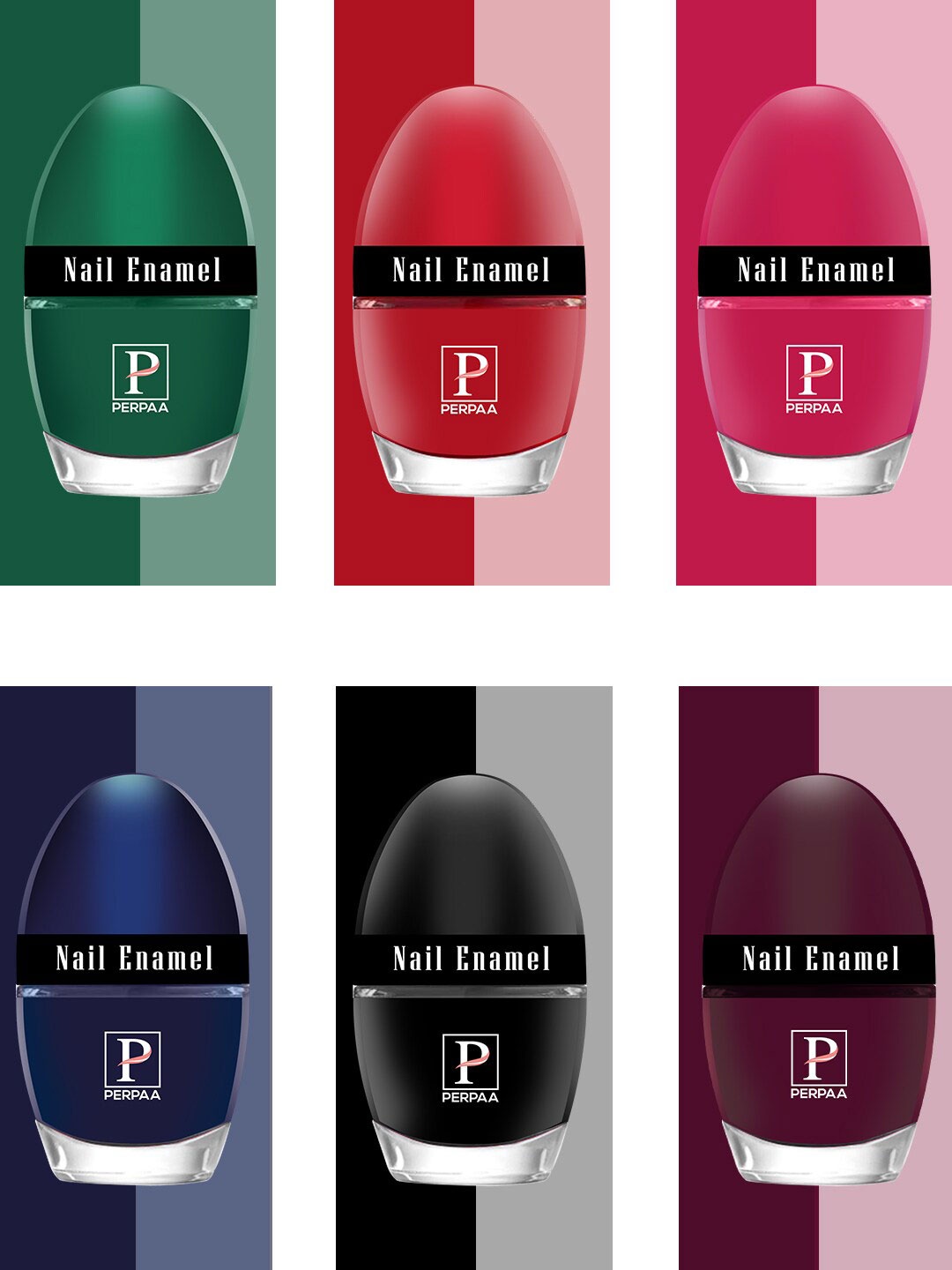 

PERPAA Set Of 6 Tiny Glaze Long-Lasting Nail Enamel - 5ml Each, Red