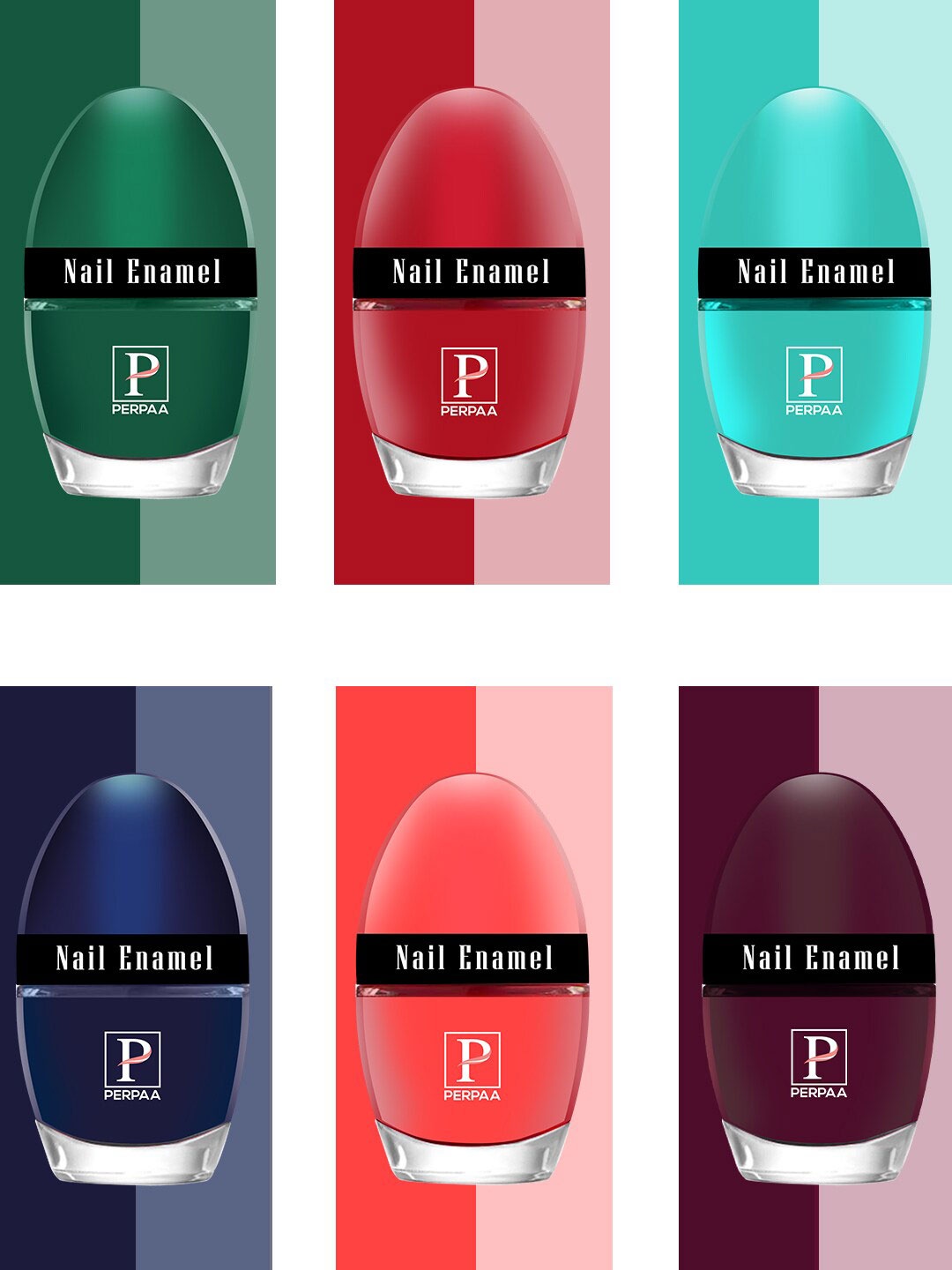 

PERPAA Set Of 6 Tiny Glaze Long-Lasting Nail Enamel - 5ml Each, Red