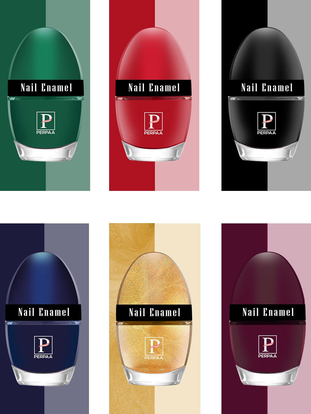 

PERPAA Set Of 6 Tiny Glaze Long-Lasting Nail Enamel - 5ml Each, Maroon