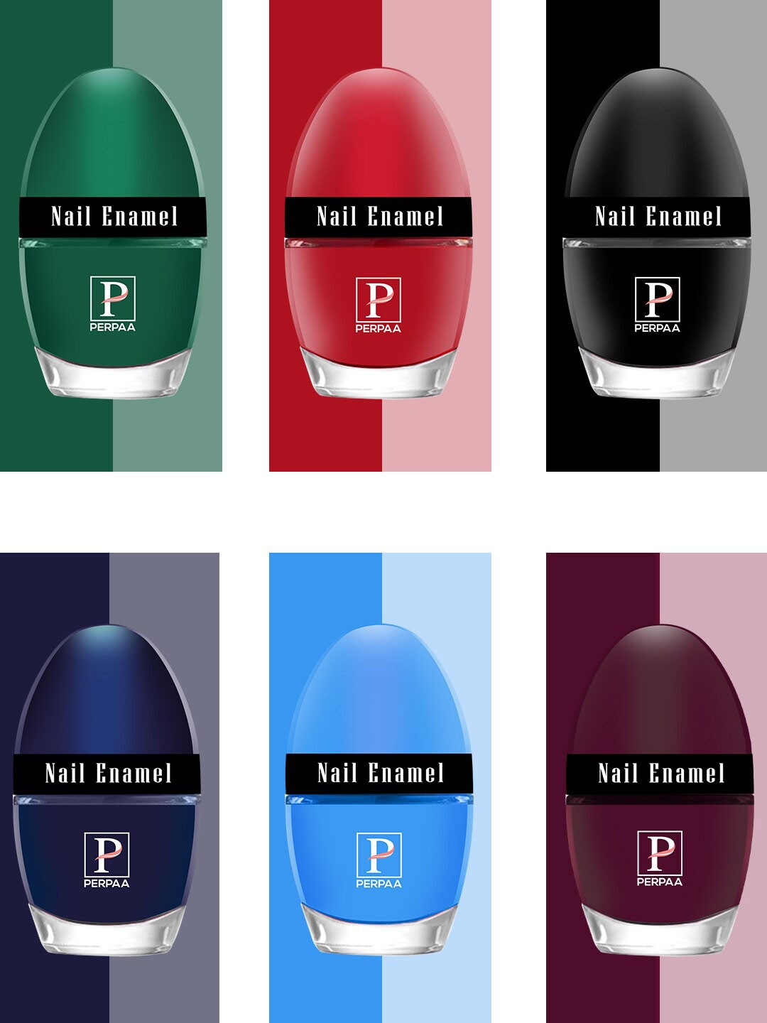 

PERPAA Set Of 6 Tiny Glaze Long-Lasting Nail Enamel - 5ml Each, Red