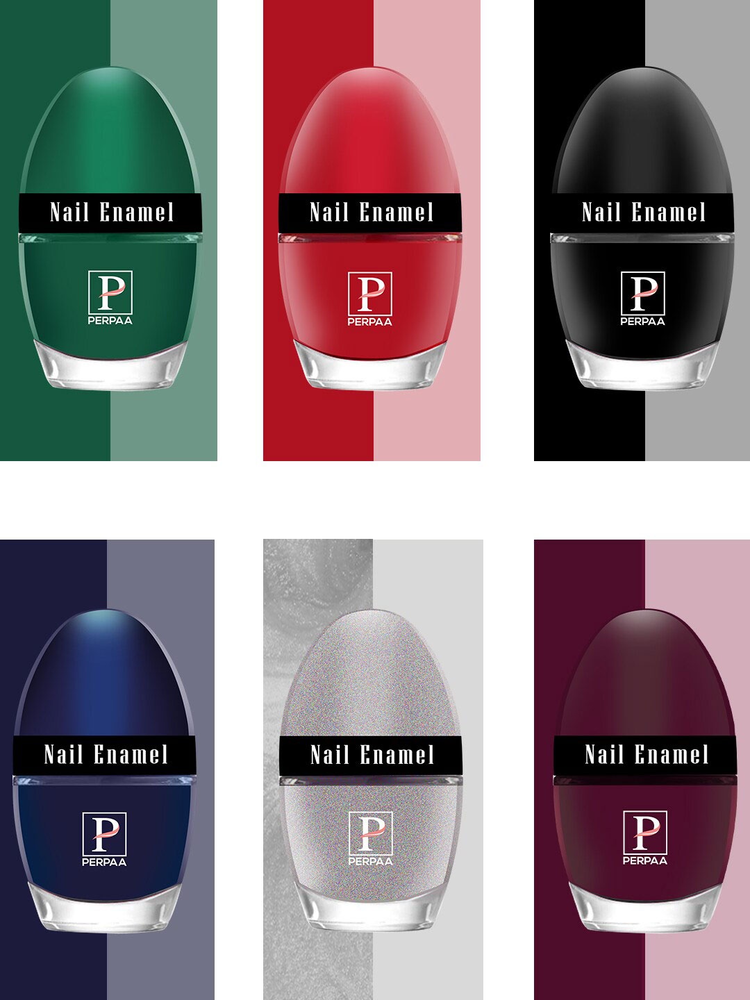 

PERPAA Set Of 6 Tiny Glaze Long-Lasting Nail Enamel - 5ml Each, Maroon