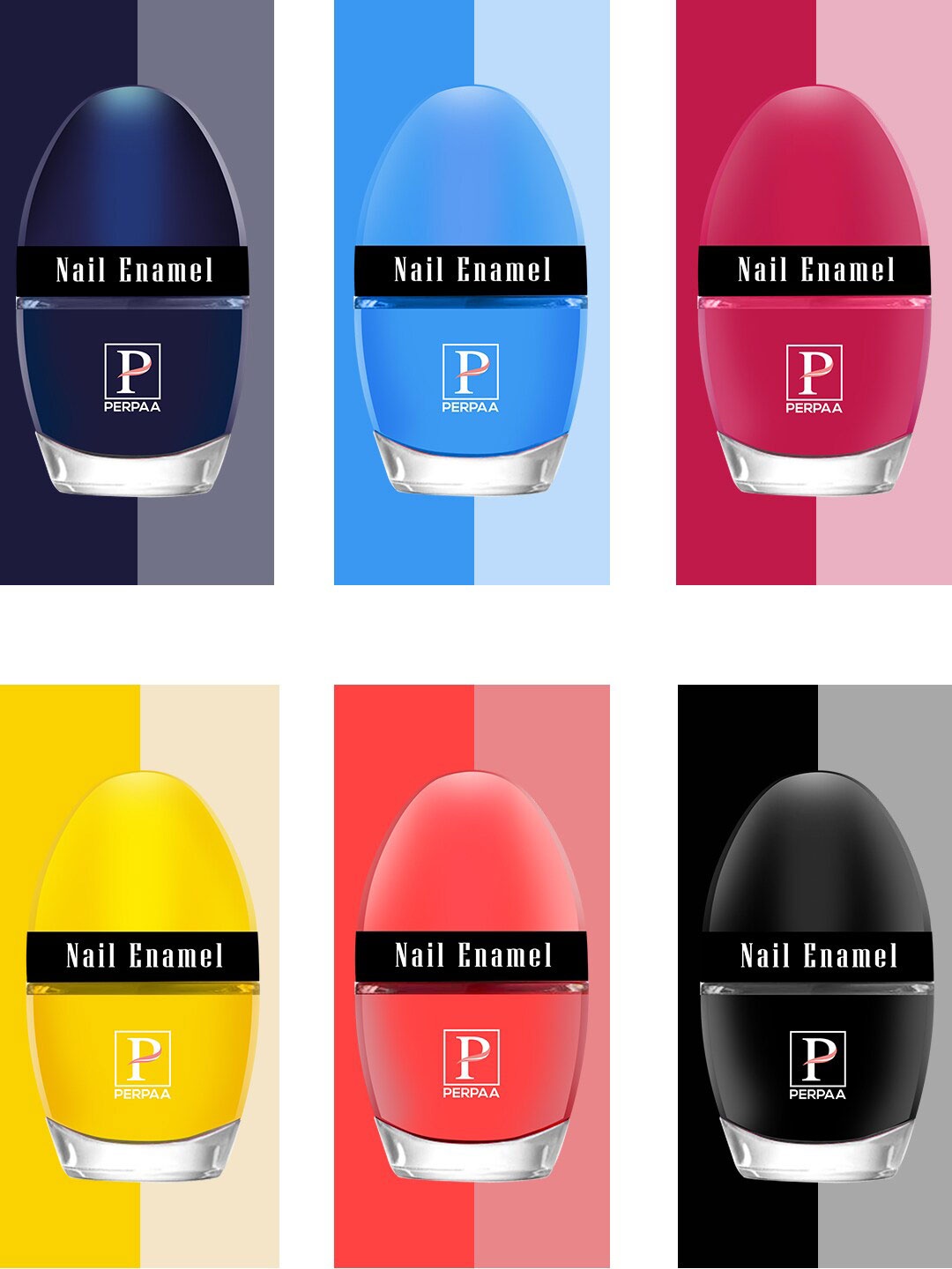 

PERPAA Set Of 6 Tiny Glaze Long-Lasting Nail Enamel - 5ml Each, Red